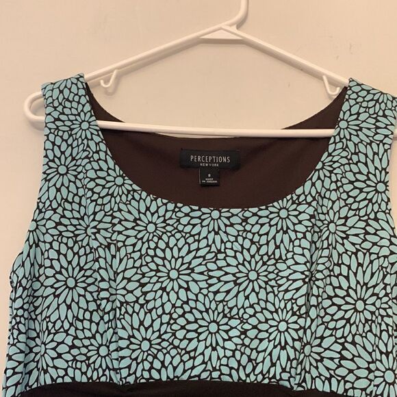 Perceptions brown and blue floral maxi dress. Brown waist rouching Size 8 - Picture 4 of 6